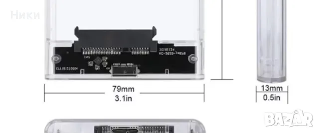 USB 3.0/Type C HDD корпус 2,5 инча SATA SSD за външен твърд диск кутия с 5Gbps скорост, снимка 2 - Други - 48748572