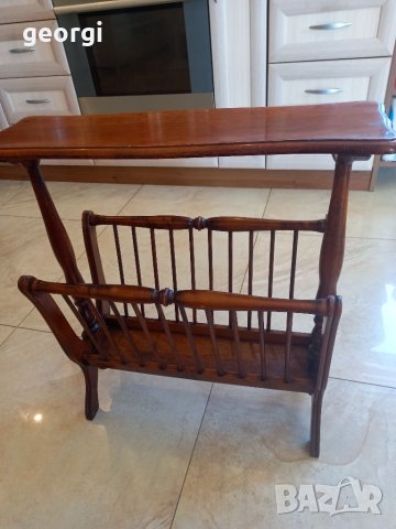 Ретро дървена етажерка за вестници уникат , снимка 3 - Етажерки - 38346981