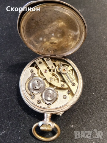 Швейцарски СРЕБЪРЕН джобен часовник Remortoir - 6 РУБИНА - ПРОМОЦИЯ, снимка 18 - Джобни - 47156792