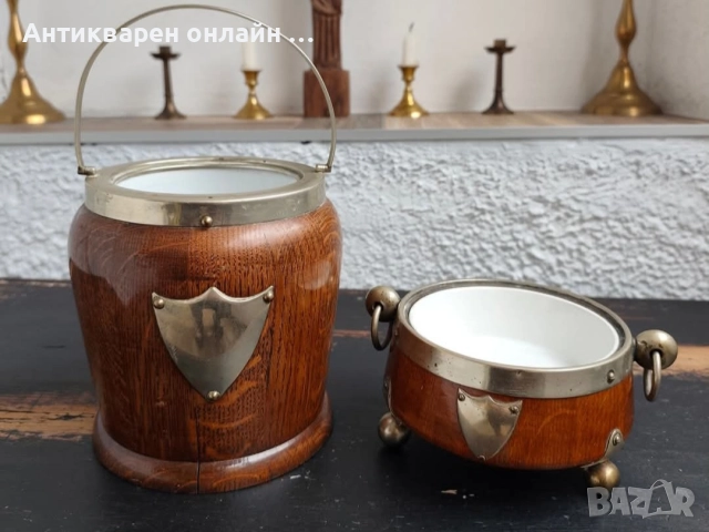 Антикварен Стар английски комплект "шампаниера и ледарка ", снимка 2 - Антикварни и старинни предмети - 52723616