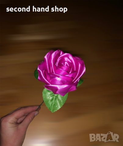 Ръчно изработени сатенени рози, снимка 3 - Изкуствени цветя - 44748702
