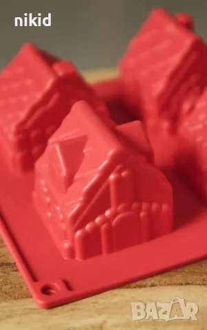 3D 4 къщи къща силиконов молд форма декорация фондан шоколад гипс свещ, снимка 3 - Форми - 47817397