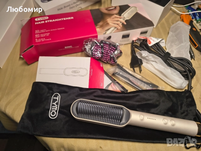 Керамична четка за изправяне на коса TYMO 2 в 1, електрическа защита от изгаряне, бързо нагряване , снимка 8 - Преси за коса - 51942904