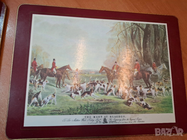 Винтидж корк подложки с антични ловни картини