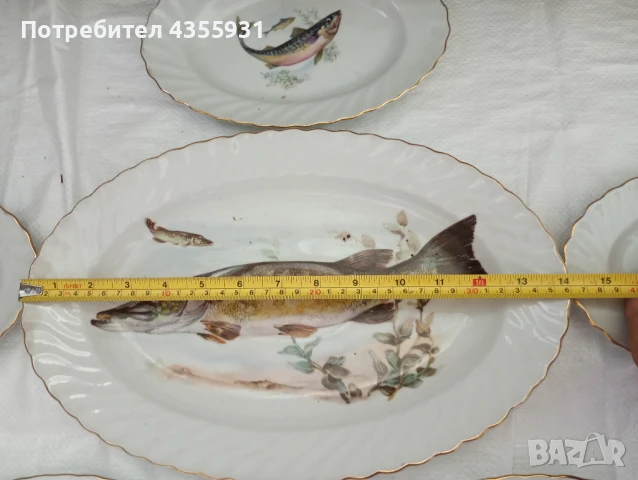 стар български порцелан рибен сервиз стар порцелан сервиз за риба, снимка 2 - Антикварни и старинни предмети - 50756132