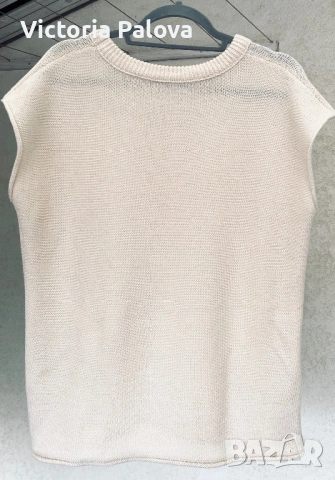 Елегантен плетен топ без ръкави в цвят apricot , снимка 5 - Корсети, бюстиета, топове - 53225249