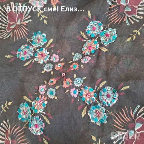 Паеро, туника, плажна риза от 100% коприна, флорална, снимка 2 - Ризи - 51488110