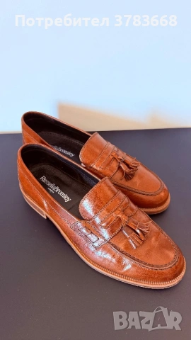 Мъжки кестеняви кожени мокасини с пискюли Russell & Bromley KEEBLE, снимка 5 - Официални обувки - 54332772