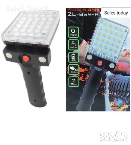Акумулаторна работна LED лампа Zl-869-b, сгъваема, 28 LED диода, снимка 1 - Друга електроника - 29469200