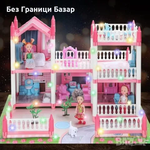 Нов Куклен дом за момичета, светеща играчка с мебели кукли Подарък Коледа, снимка 4 - Кукли - 48312111