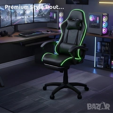 Геймърски стол премиум LED: Ергономичен комфорт със 7 цвята светлинни ефекти и релакс зона, снимка 7 - Геймърски - 53923042