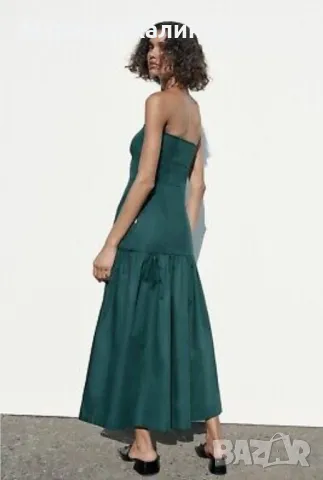 Zara рокля памук с голи рамене, снимка 7 - Рокли - 43340464