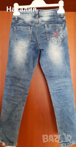 Дънки с пайети. Ръст 128 - 134 см., снимка 2 - Детски панталони и дънки - 36665185