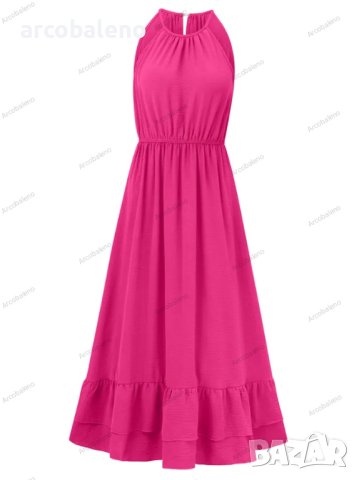 Нова празнична едноцветна рокля с V-образно деколте и талия без ръкави, 3цвята , снимка 13 - Рокли - 44501213
