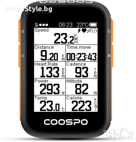 Велокомпютър Coospo BC200, GPS, водоустойчив, 36 часа живот на батерията, 2.6" LCD