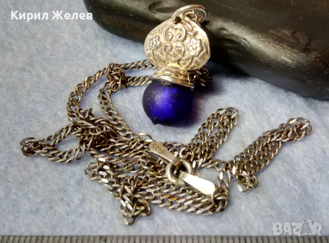 ПРЕКРАСЕН ОРНАМЕНТИРАН КРИСТАЛЕН СРЕБЪРЕН ПЕНДАНТ СРЕБРО 925 СРЕБЪРНА ВЕРИЖКА СРЕБРО 925 КОЛИЕ 30902, снимка 2 - Колиета, медальони, синджири - 49273894