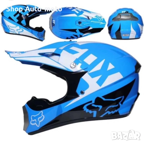 Кросова каска Automat, За мотор, Атв, Вело, S и M размер, Син-бял