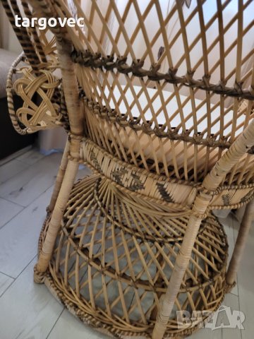 Паунов стол ратан естествен, снимка 5 - Столове - 42610436