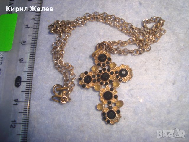 СТАРО АЖУРНО МЕСИНГОВО ВИНТИДЖ АРТ КРЪСТЧЕ - КОЛИЕ с ВЕРИЖКА 21148, снимка 7 - Колиета, медальони, синджири - 36975034