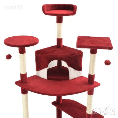 vidaXL Котешко дърво със сизалени стълбове, 203 см, червено и бяло, снимка 4 - За котки - 56146228