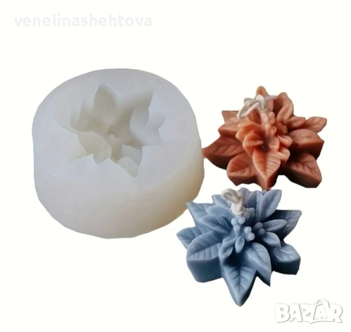 Коледна звезда дълбок силиконов молд форма свещи гипс сапун смола фондан шоколад , снимка 2 - Форми - 52448014