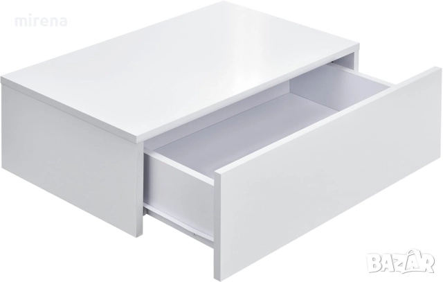 Стенен рафт с чекмедже Нощен скрин Висящ рафт 46x30x15 см Бял 219, снимка 2 - Шкафове - 51544344