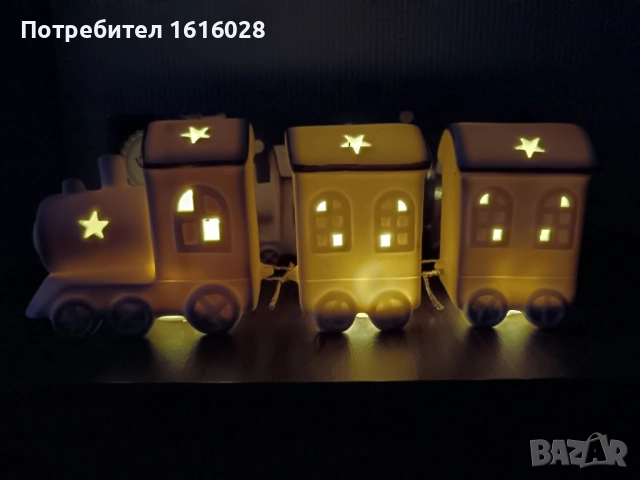 Керамичен Коледен светещ влак., снимка 17 - Декорация за дома - 52346515