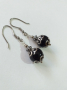 Красив комплект бижута с черни порцеланови мъниста и орнаменти в цвят Сребро , снимка 3