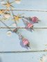Разкошен комплект бижута с розови камъни Хризоберил известни като Котешко око и орнаменти в цвят Сре, снимка 3