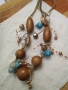 Колие с дървени и стъклени мъниста 52728, снимка 3
