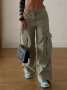 Дамски американски модерни дънкови панталони със средна талия и много джобове , снимка 6