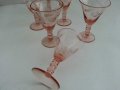 Антикварни чашки  за ракия цветно розово стъкло, снимка 7
