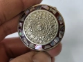 Стара брошка медальон alpaca mexico седеф, снимка 2