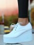 Обувки на платформа - бяла кожа - 120K, снимка 2