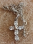 Сребърно колие с кръст инкрустиран с кристали елегантен дизайн 28152, снимка 6