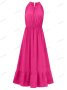 Нова празнична едноцветна рокля с V-образно деколте и талия без ръкави, 3цвята , снимка 13