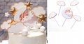 Бебе момченце ангел на луна и облаци 5 бр картонени топер клечки украса за торта пита кръщене, снимка 1 - Други - 29792869