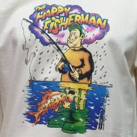 Нова мъжка забавна тениска с трансферен печат HAPPY FISHERMAN (Щастливия Рибар), снимка 8 - Тениски - 28296202