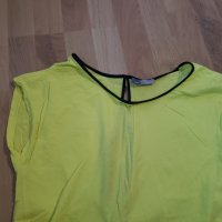 Жълта блуза с кожена ивица Zara, снимка 3 - Тениски - 38414045