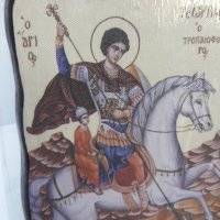 Луксозна икона на платно на Свети Георги Победоносец- Мат вариант Пастел., снимка 7 - Икони - 40528066