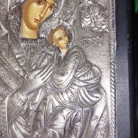 Гръцка сребърна икона проба 950 . Богородица с Младенеца.Стара и автентична. , снимка 6 - Икони - 42238656