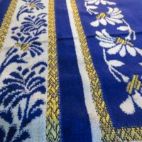 турско молитвено килимче, килимче за молитва за Намаз тъмносин фон с красиви флорални мотиви, снимка 2 - Антикварни и старинни предмети - 38235626