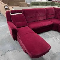 Червен ъглов диван от плат с ф-я сън и ел.лежанка "SC Classic", снимка 4 - Дивани и мека мебел - 39971796