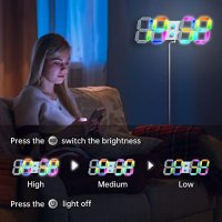 Нов 10 инчов Многоцветен 3D LED будилник дистанционно управление, автоматична яркост, снимка 4 - Други стоки за дома - 42310888