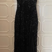 Елегантна черна рокля дълга с пайети, снимка 2 - Рокли - 39121941