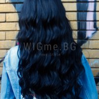 Дълга на вълни черна перука с бретон Мег, снимка 3 - Аксесоари за коса - 38371699