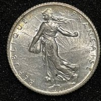 1 франк 1912 Франция, сребро, снимка 2 - Нумизматика и бонистика - 39365081