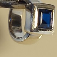 Масивен сребърен пръстен със сапфир , снимка 2 - Пръстени - 39451994