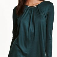 Тъмно зелена дамска блузка с метален детайл, снимка 4 - Блузи с дълъг ръкав и пуловери - 29659918