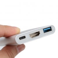Алуминиев Type-C(USB-C) хъб към HDMI/USB 3.0/Type-C конвертор + Гаранция, снимка 6 - Кабели и адаптери - 30128140